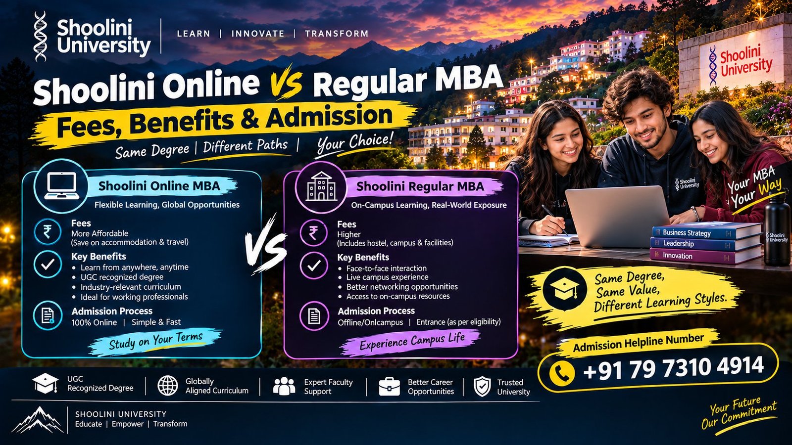 Shoolini Online vs Regular MBA