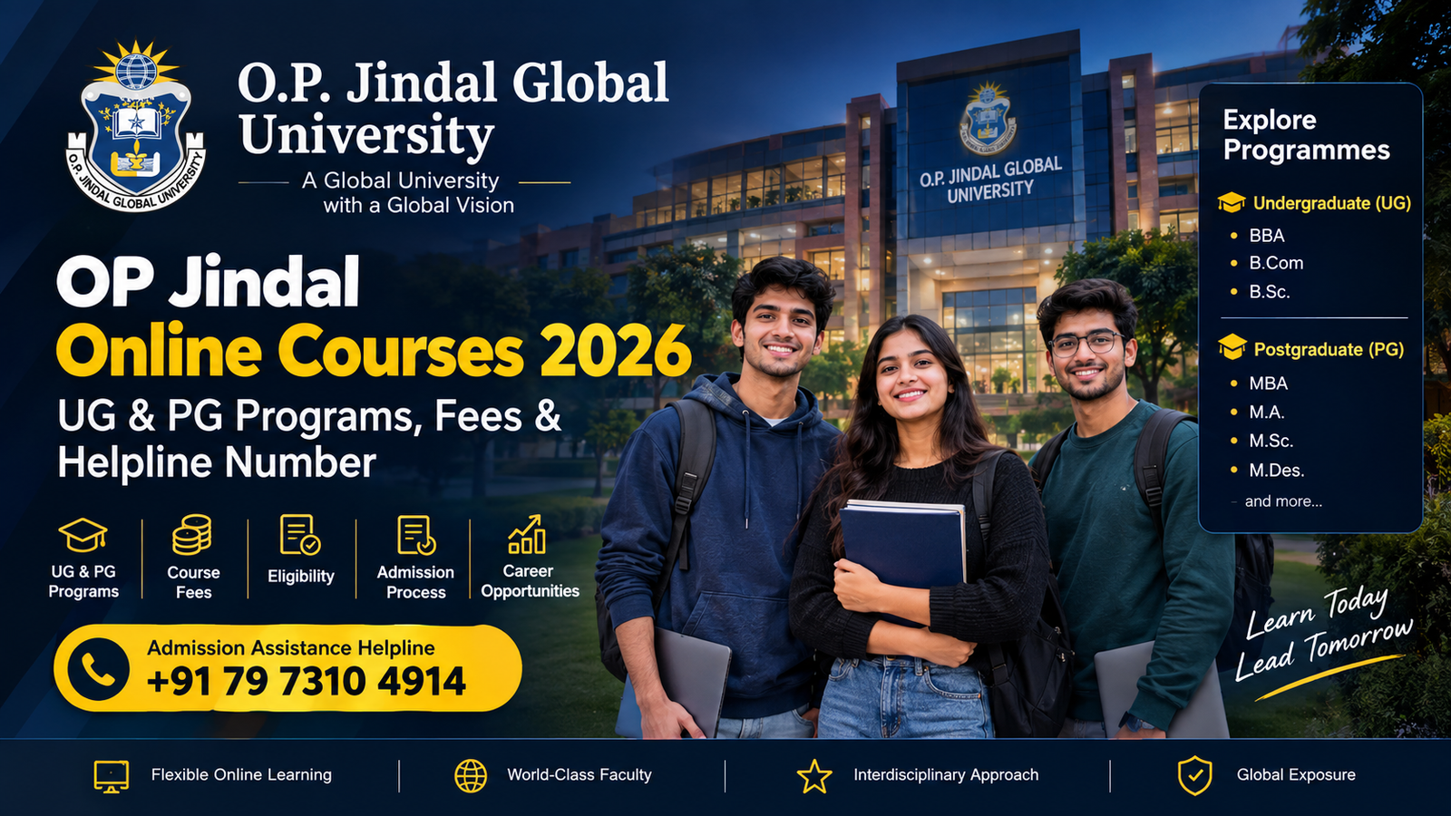 OP Jindal Online Courses 2026: UG & PG Programs, Fees & Helpline Number
