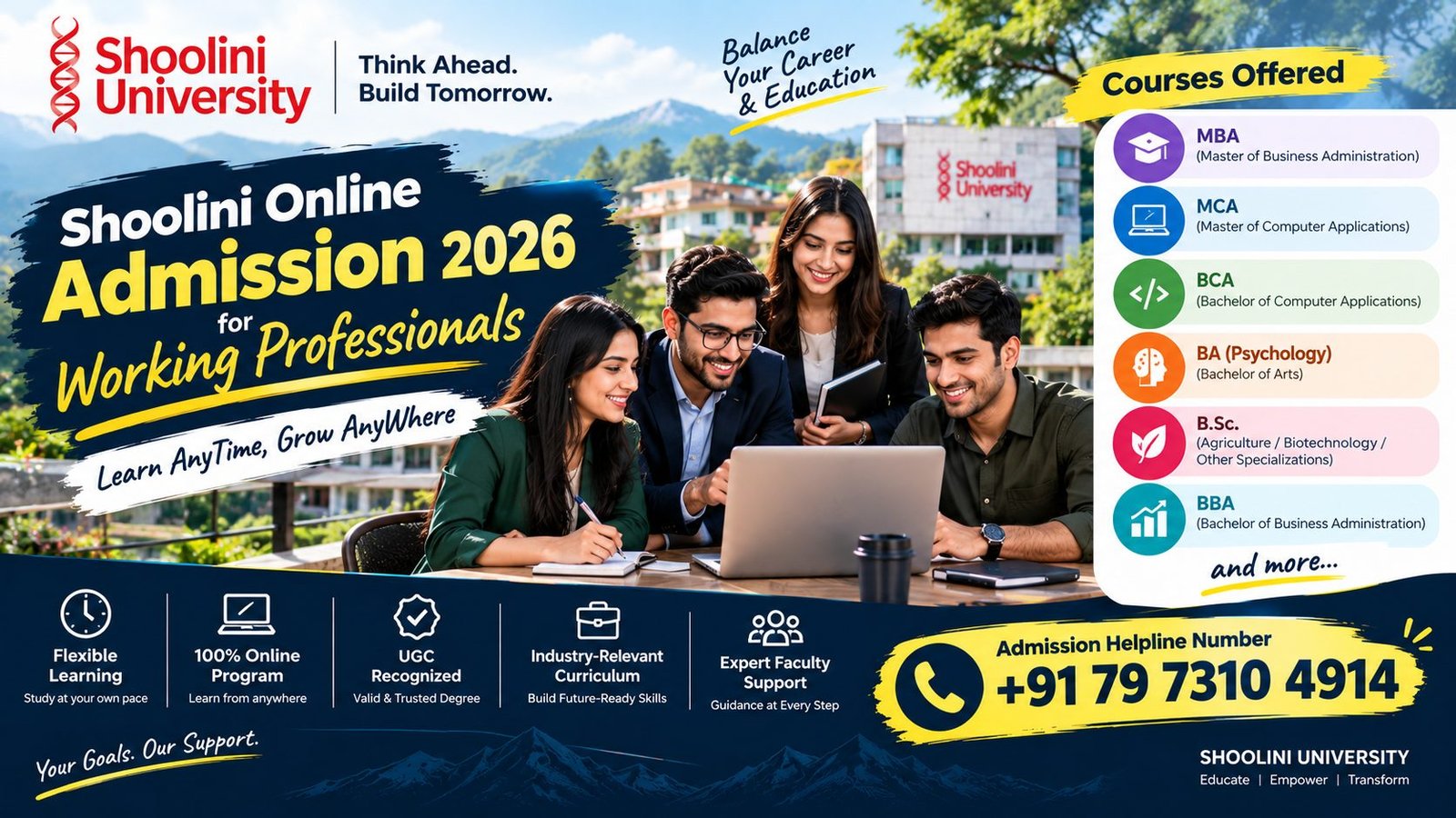 Shoolini Online Admission 2026 for Working Professionals