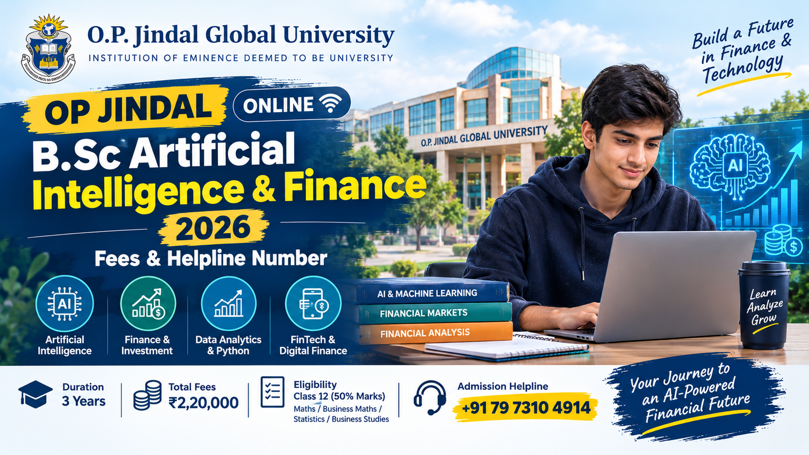 OP Jindal Online B.Sc Artificial Intelligence & Finance 2026: Fees & Helpline Number