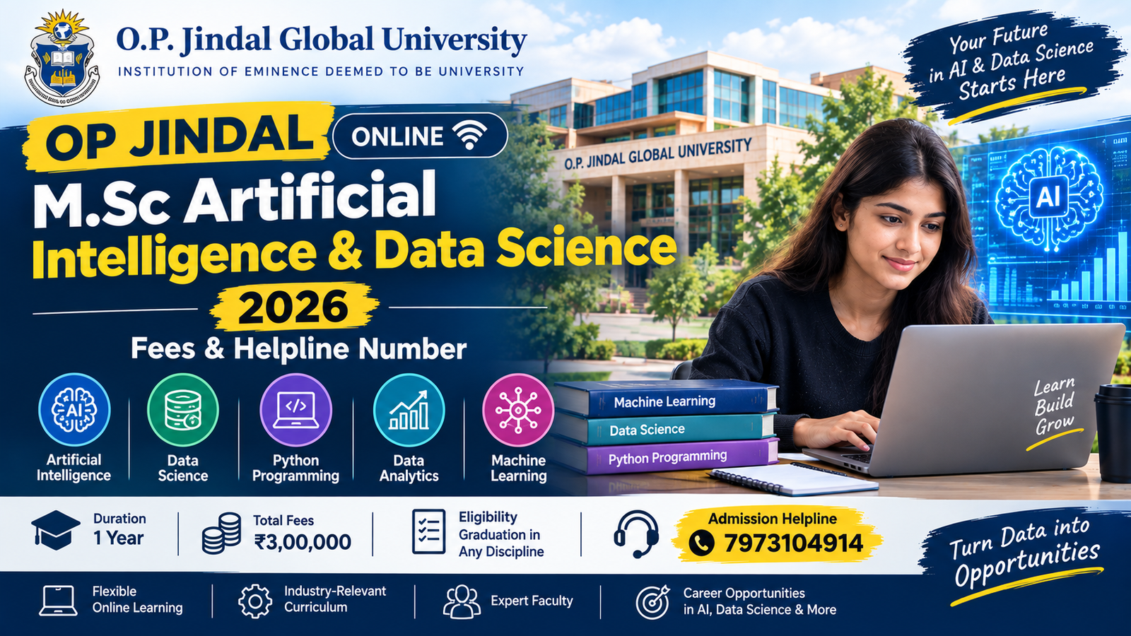OP Jindal Online M.Sc Artificial Intelligence & Data Science 2026: Fees & Helpline Number