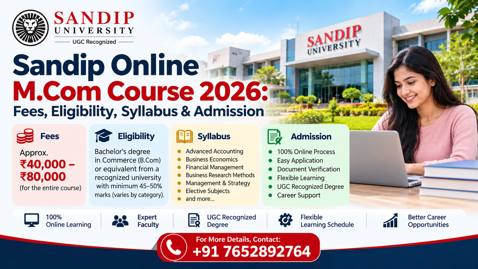 Sandip Online M.Com Course 2026: Fees, Eligibility, Syllabus & Admission