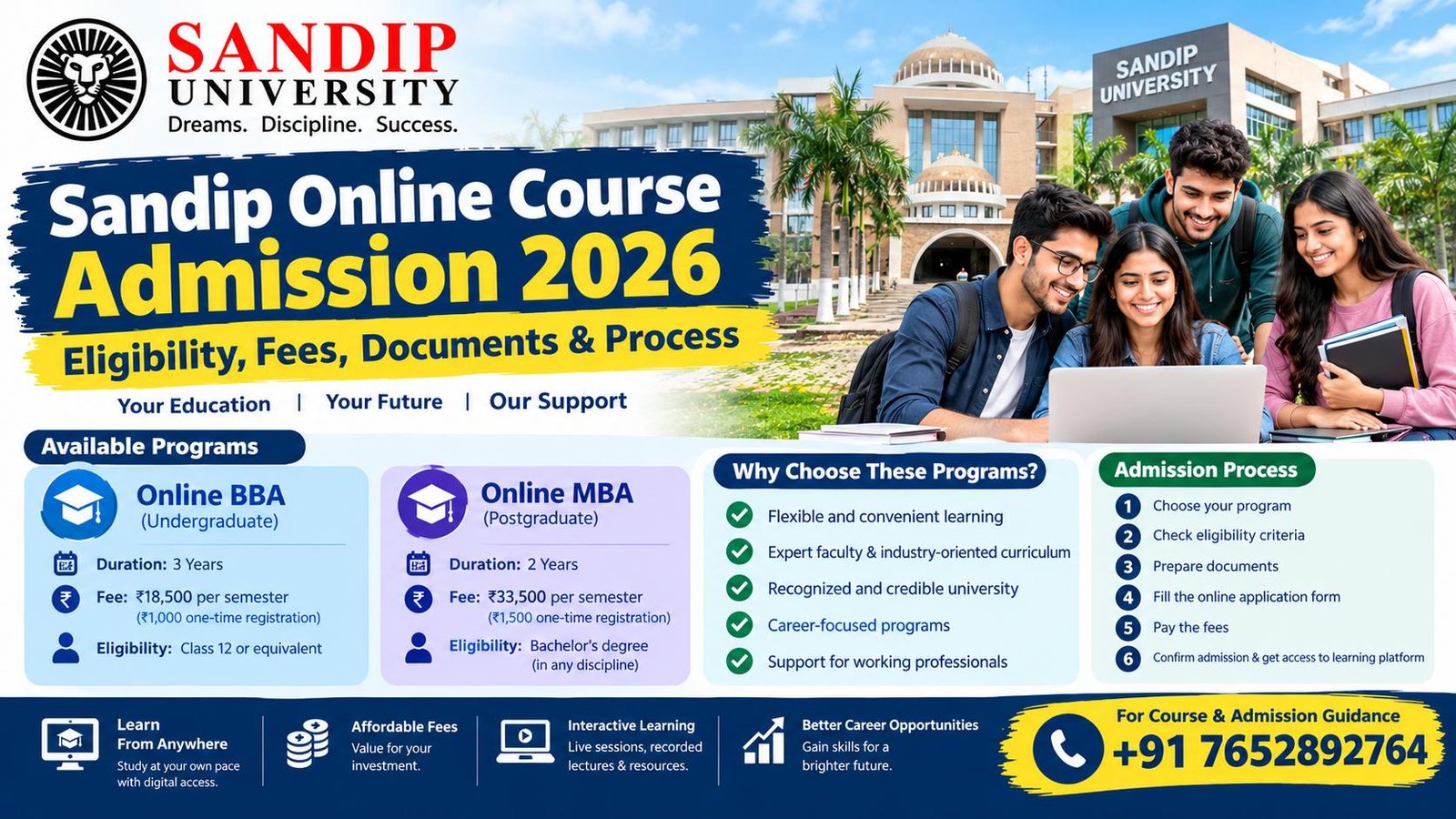 Sandip Online Course Admission 2026: Eligibility, Fees, Documents & Process