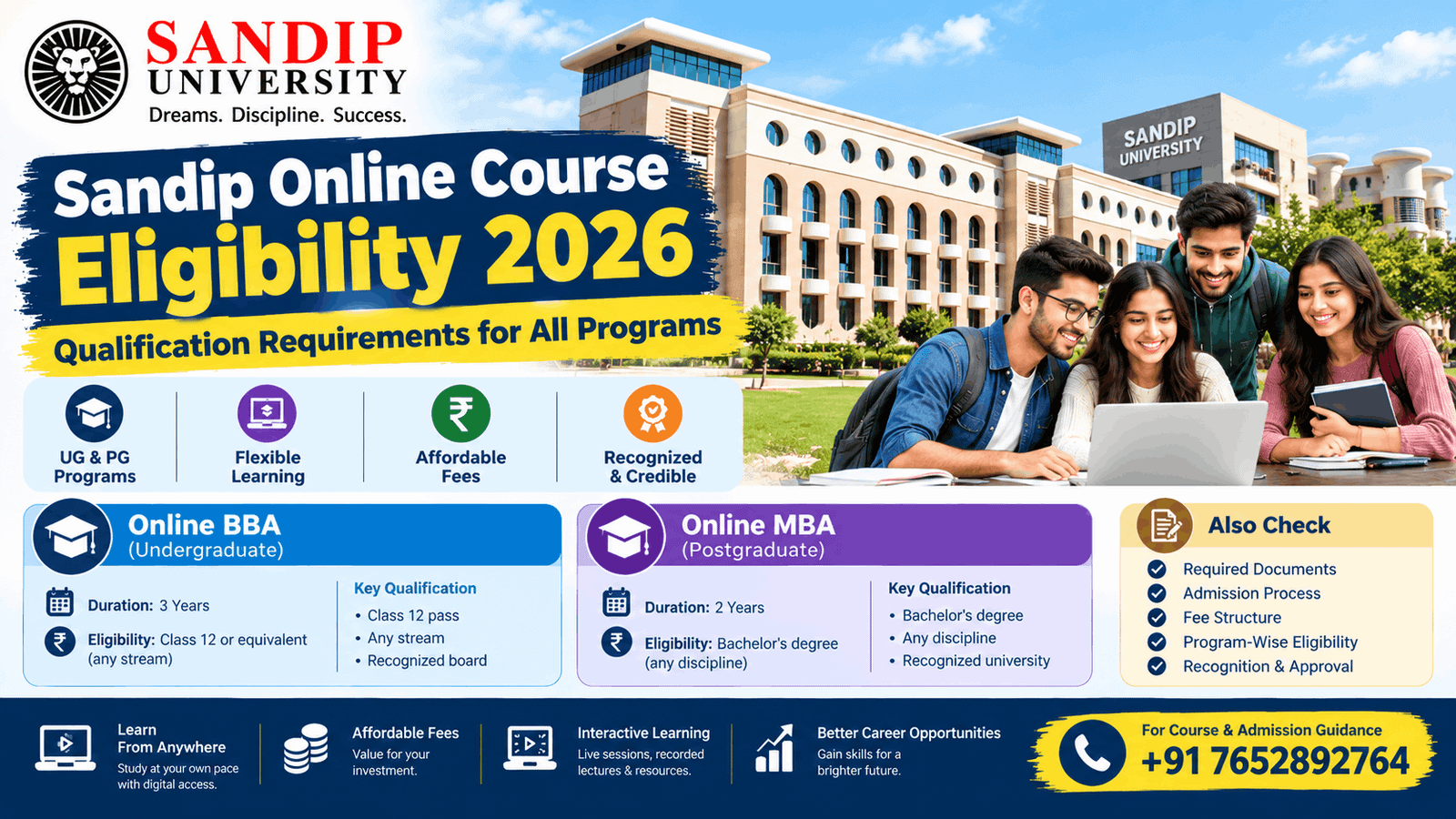 Sandip Online Course Eligibility 2026: Requirements