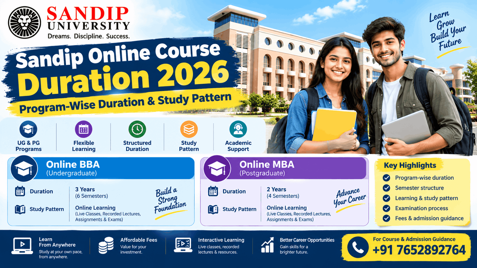 Sandip Online Course Duration 2026: BBA & MBA
