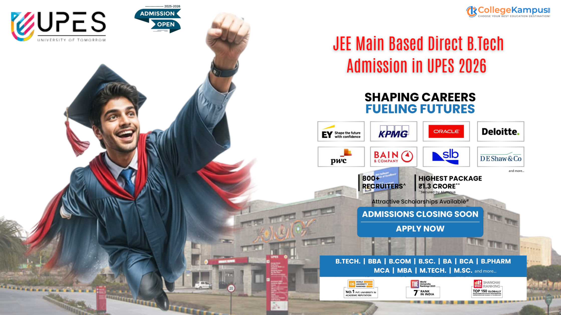 JEE Main Based Direct B.Tech Admission in UPES 2026