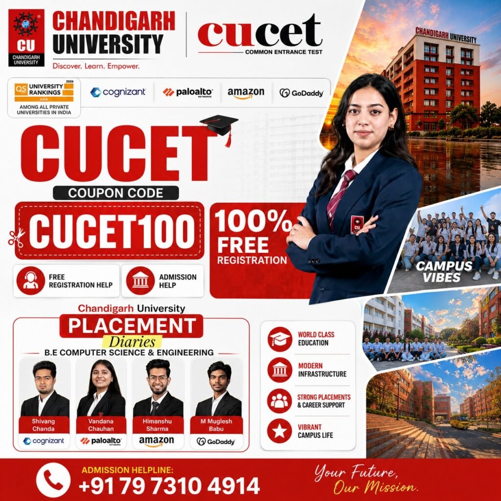 🔥 CUCET Coupon Code 2026 – Get 100 Free Registration for Chandigarh University Admissions📞 CU