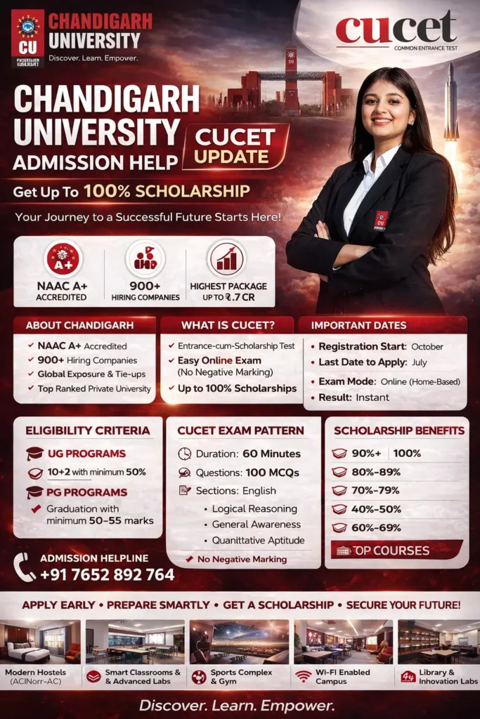 ๐ Chandigarh University Admission Help (CUCET Update) โ Apply Now & Get Up to 100% Scholarship 2 ChatGPT Image Apr 4 2026 01 12 12 PM