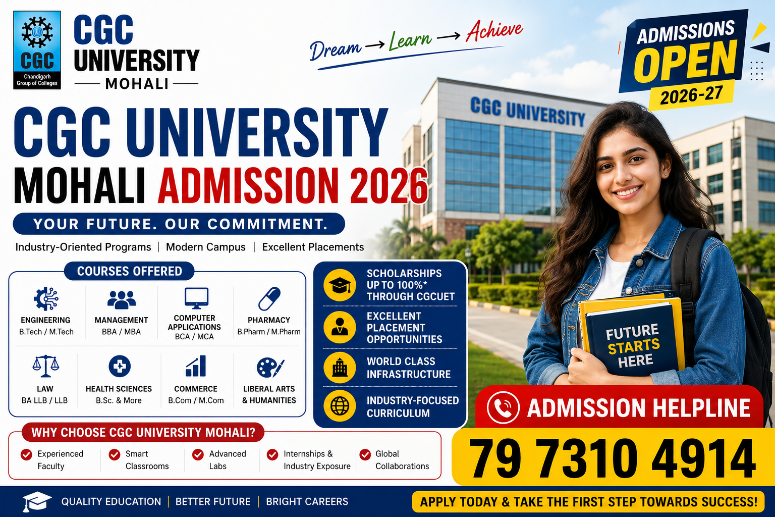 CGC University Mohali Admission Helpline 2026: Eligibility, Fees, Last Date & Direct Apply Process 1 CGC University admissions 2026 poster