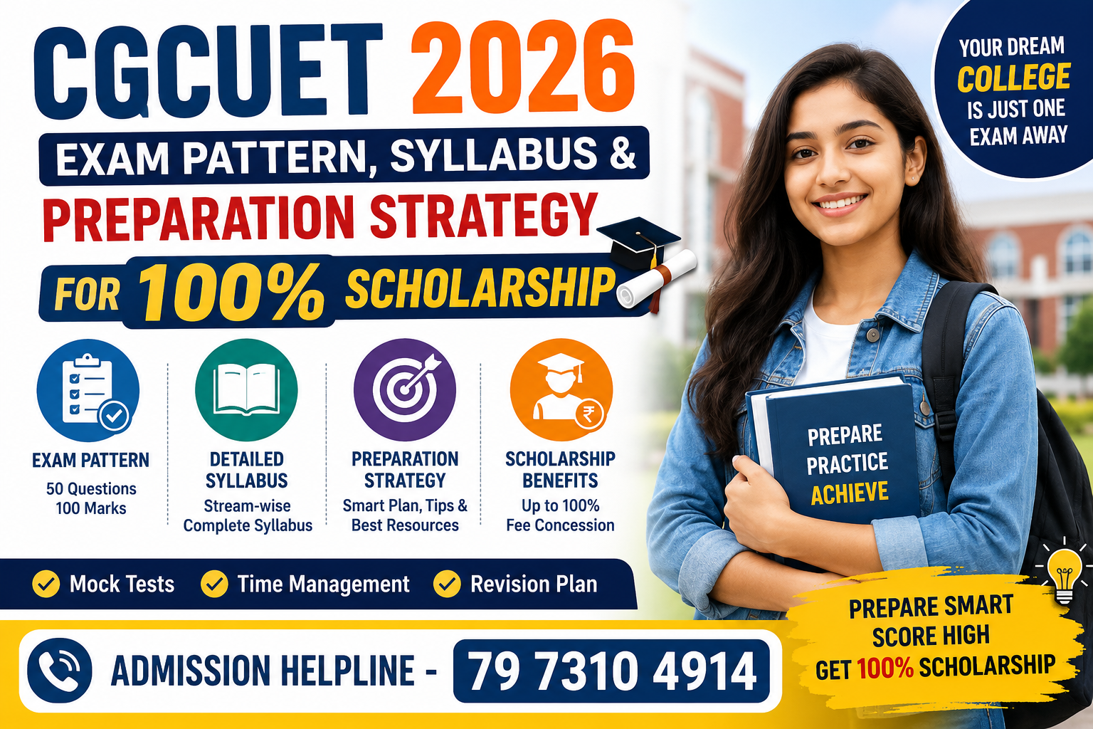 CGCUET 2026 Helpline: Exam Pattern, Syllabus & Preparation Strategy for 100% Scholarship 1 CGCUET 2026 exam preparation guide