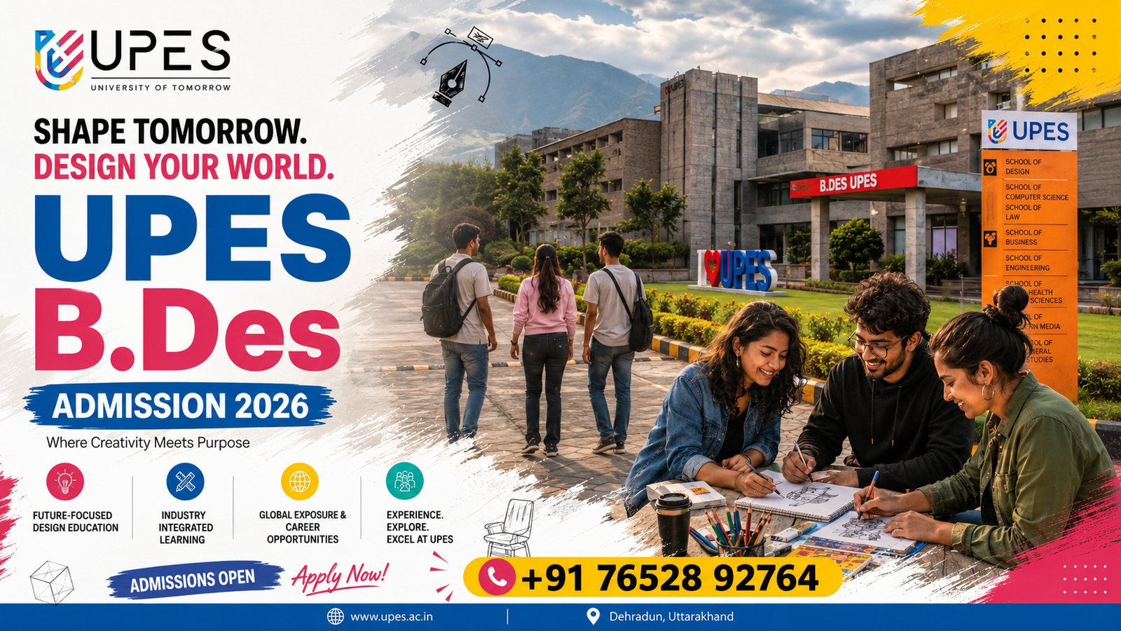 UPES B.Des Admission Help 2026: Eligibility, Fees, Specializations, Selection Process & Career Opportunities