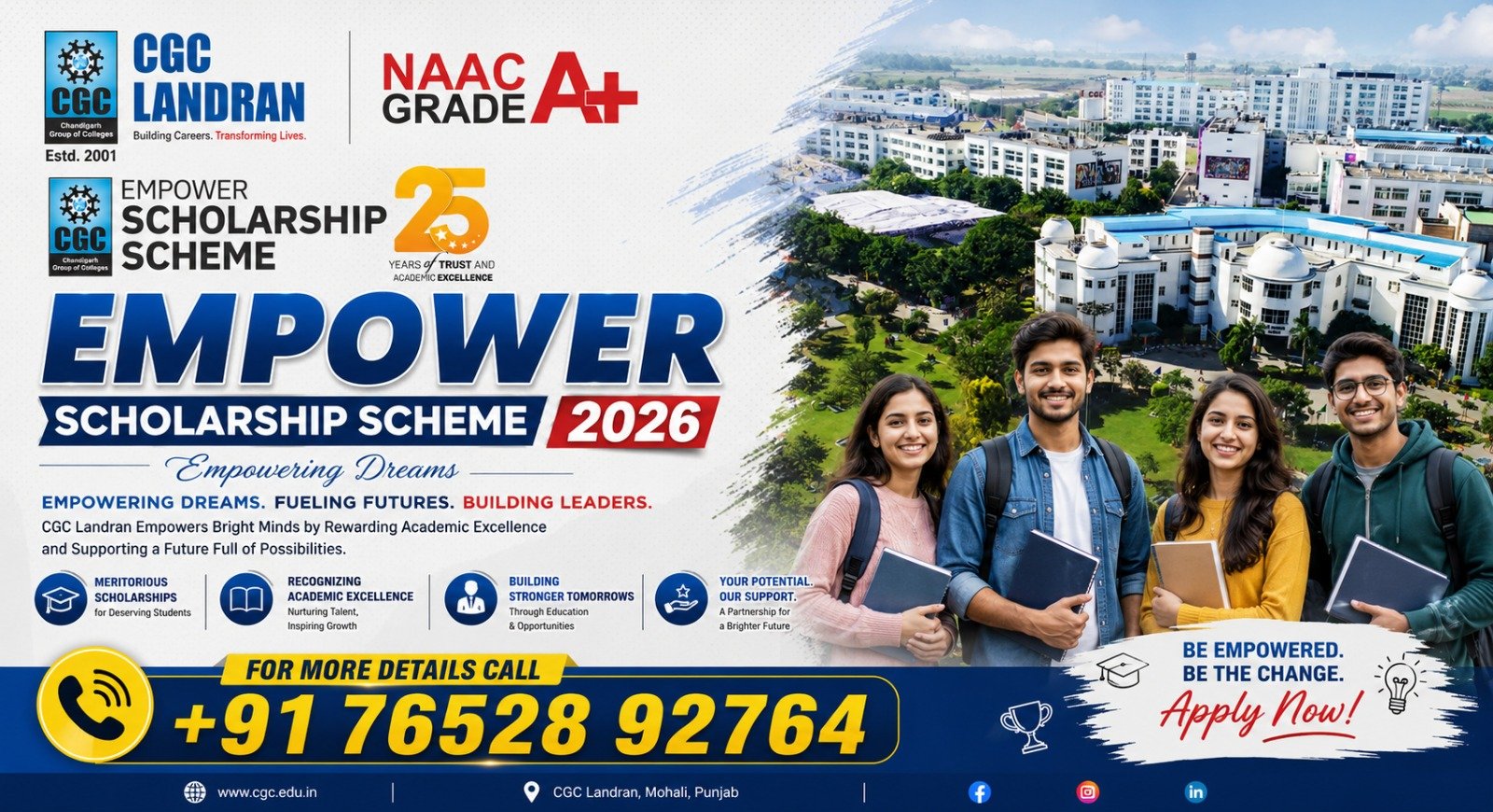 CGC Landran EMPOWER Scholarship Scheme 2026 Update: Eligibility, Benefits, Fee Waiver & Complete Application Guide 1 CGC Landran EMPOWER Scholarship Scheme 2026 Update: Eligibility, Benefits, Fee Waiver & Complete Application Guide