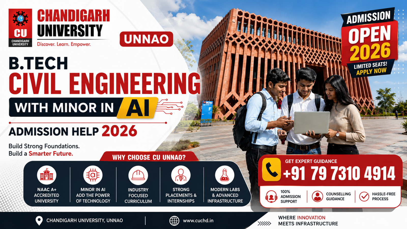 B.Tech Civil Engineering with Minor in AI CU Unnao Admission Help 2026