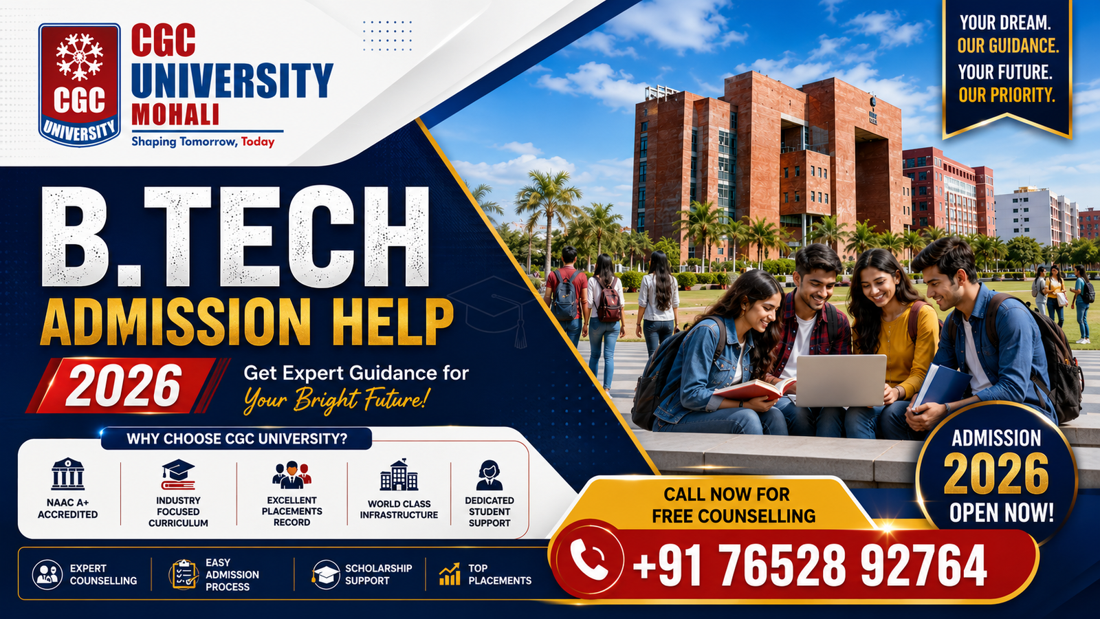 CGC University B.Tech Admission Help 2026: Complete Guide to Eligibility, Courses, Fees, Placements, Scholarships & Admission Process 1 CGC University B.Tech Admission Help 2026: Complete Guide to Eligibility, Courses, Fees, Placements, Scholarships & Admission Process