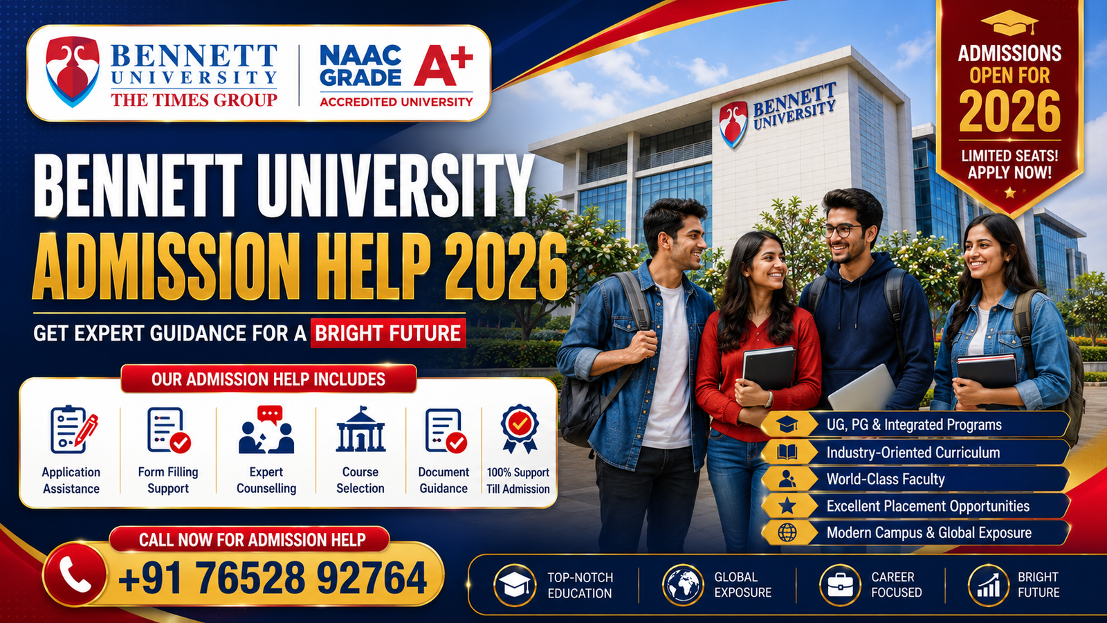 Bennett University Admission Help 2026: Complete Guide to Courses, Eligibility, Fees, Scholarships, Placements & Admission Process