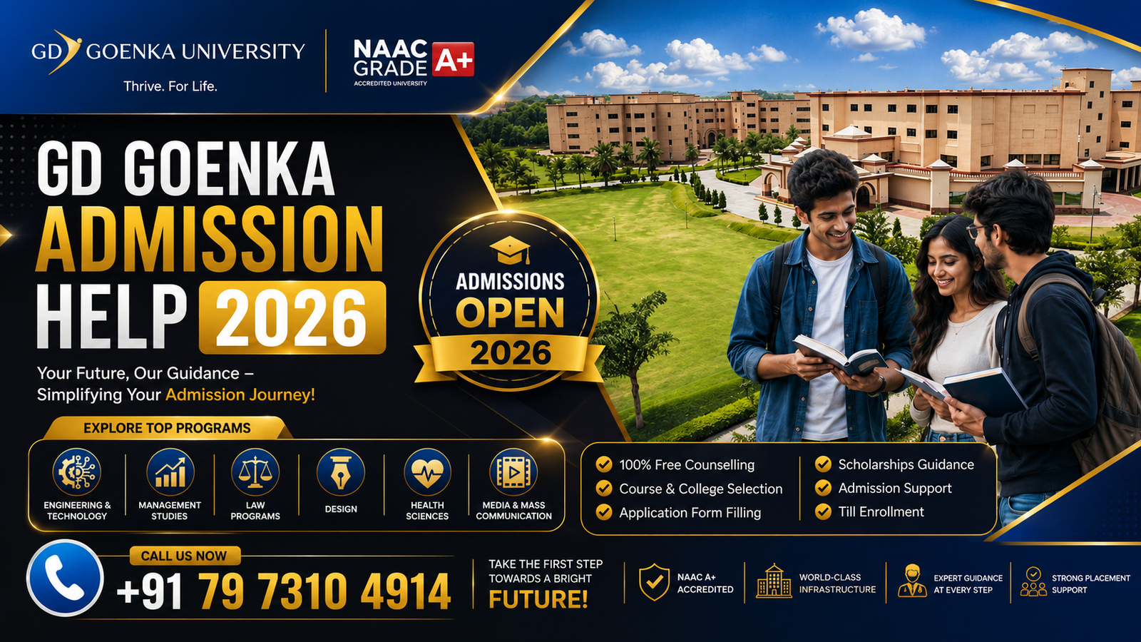 GD Goenka University Admission Help 2026: Complete Guide to Eligibility, Courses, Fees, Scholarships, Placements & Direct Admission Support