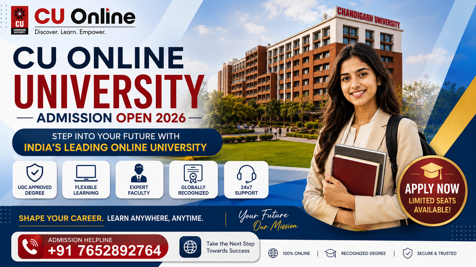 Dream Big, Learn Without Limits, and Shape Your Future!CU Online University 2026 gives you the opportunity to learn, grow, and achieve your goals.Take the first step toward success today—because your future deserves no limits!Unlock Your Potential and Begin Your Success Journey Now!