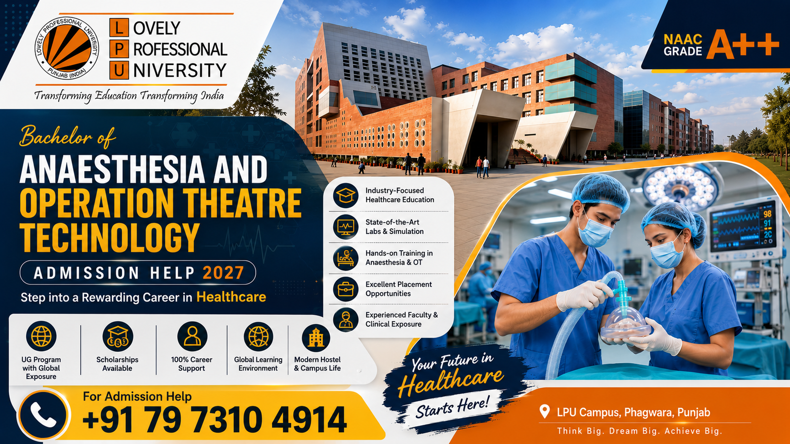 LPU Bachelor of Anaesthesia and Operation Theatre Technology Admission 2027: Eligibility, Course, Fees, Career Scope & Admission Guide 1 LPU Bachelor of Anaesthesia and Operation Theatre Technology Admission 2027: Eligibility, Course, Fees, Career Scope & Admission Guide