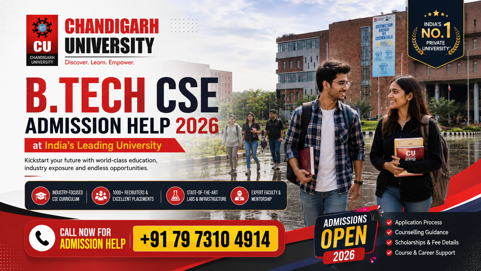 Chandigarh University BTech CSE Admission Help 2026: Complete Guide to Eligibility, Fees, Admission Process, Scholarships, Placements & Career Opportunities