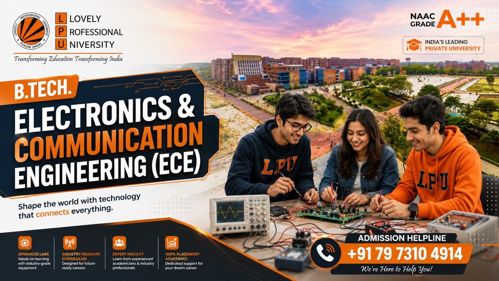 B.Tech. Electronics and Communication Engineering (ECE) 2027: How to Apply, Fees, Eligibility & Selection Process | Admission Helpline Number +91 79 7310 4914 1 B.Tech. Electronics and Communication Engineering (ECE) 2027: How to Apply, Fees, Eligibility & Selection Process | Admission Helpline Number +91 79 7310 4914