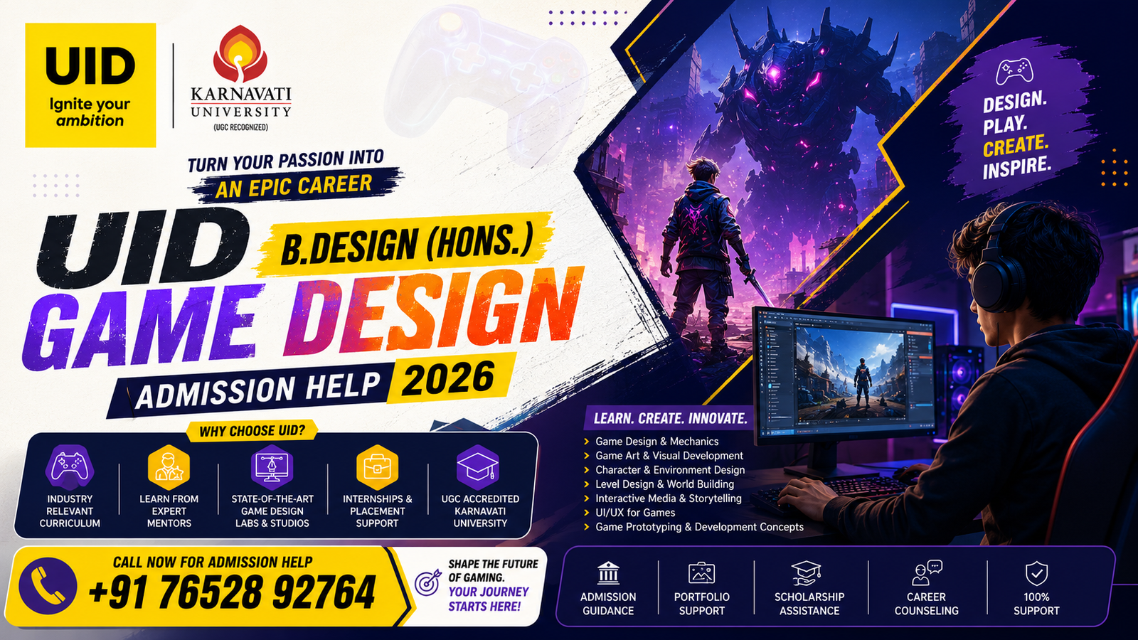 UID B.Design (Hons.) Game Design Admission 2026: Course, Eligibility, Admission Process, Skills & Career Scope