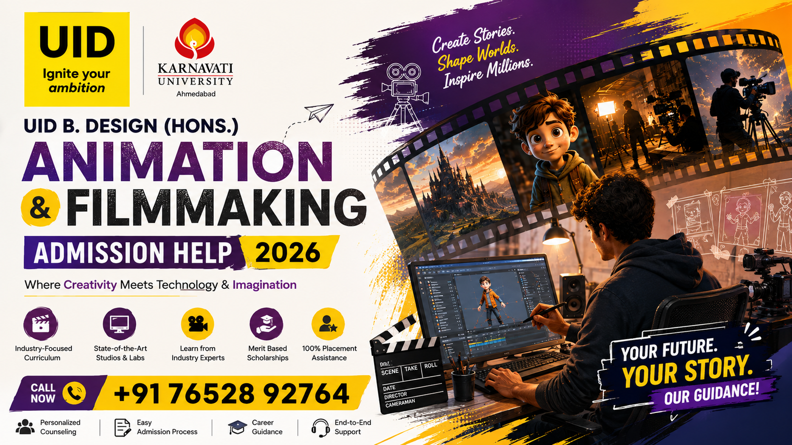 UID B.Design (Hons.) Animation & Filmmaking Admission 2026: Course, Eligibility, Fees, Career Scope & Admission Guide