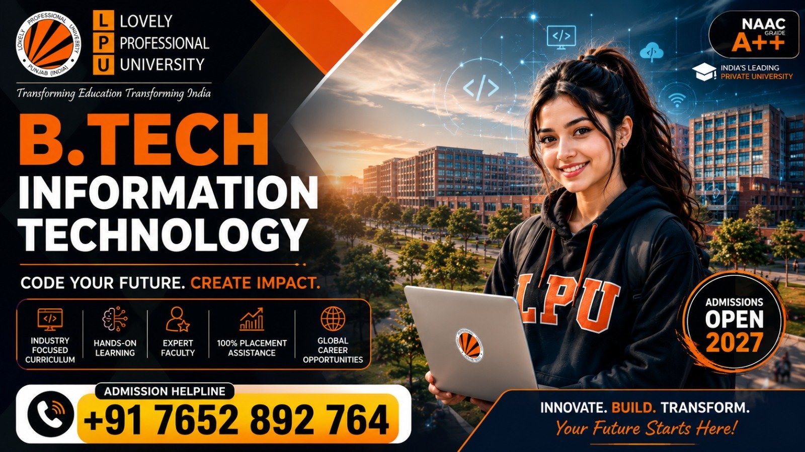 LPU B.Tech Information Technology Admission 2027 – Eligibility, Fees, Admission Process & Career Scope | 7652892764