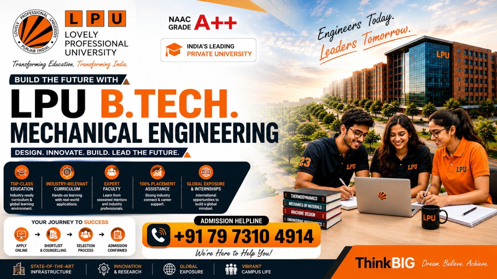 LPU B.Tech Mechanical Engineering Admission 2027: Eligibility, Fees, Career Opportunities & Admission Process | Contact +91 79 7310 4914 1 LPU B.Tech Mechanical Engineering Admission 2027: Eligibility, Fees, Career Opportunities & Admission Process | Contact +91 79 7310 4914