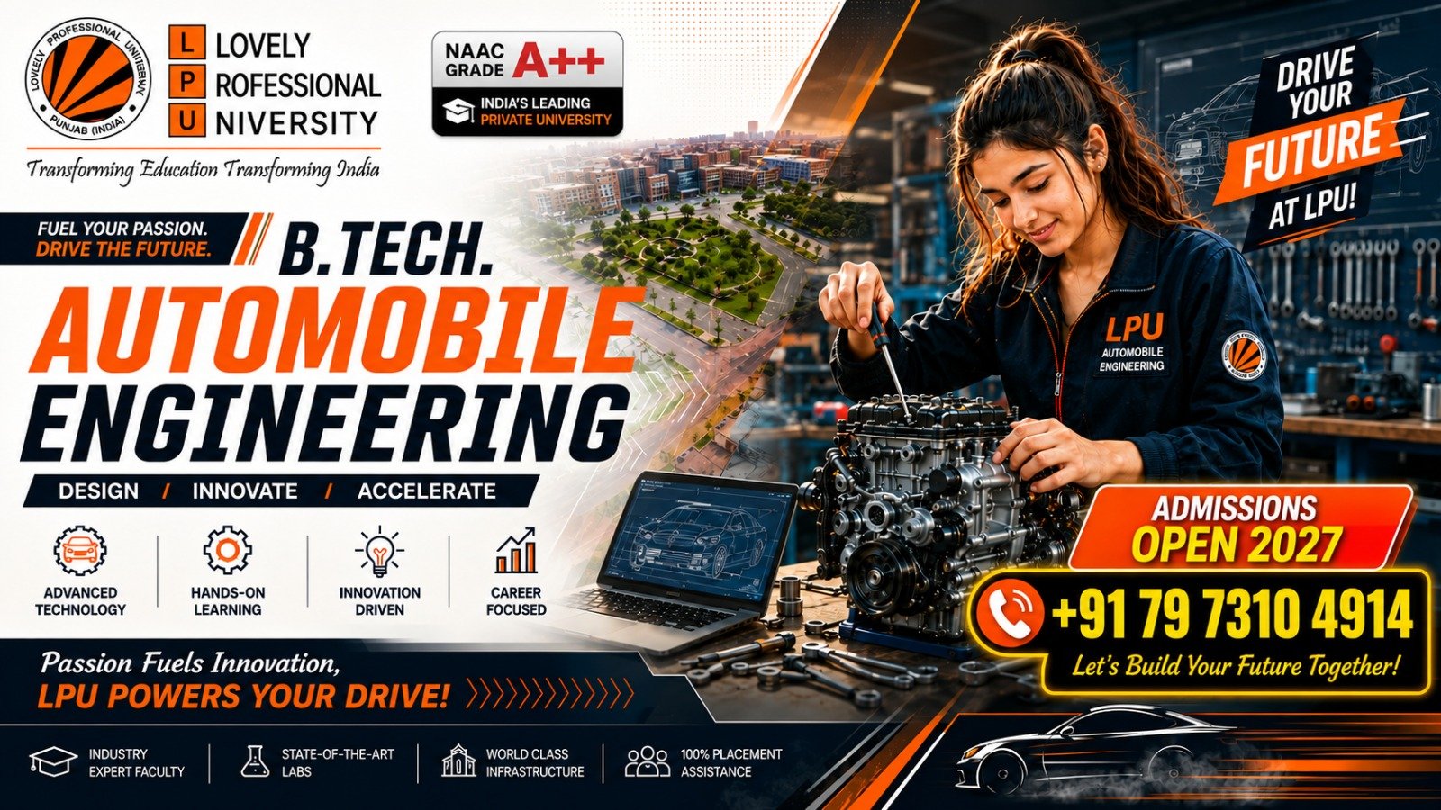 B.Tech. Automobile Engineering Admission 2027 – Eligibility, Fees, Entrance Exam, Syllabus, Career & Admission help Number 7973104914