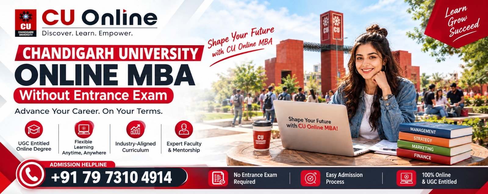 Chandigarh University Online MBA Without Entrance Exam: Admission Process & Helpline Number 2026