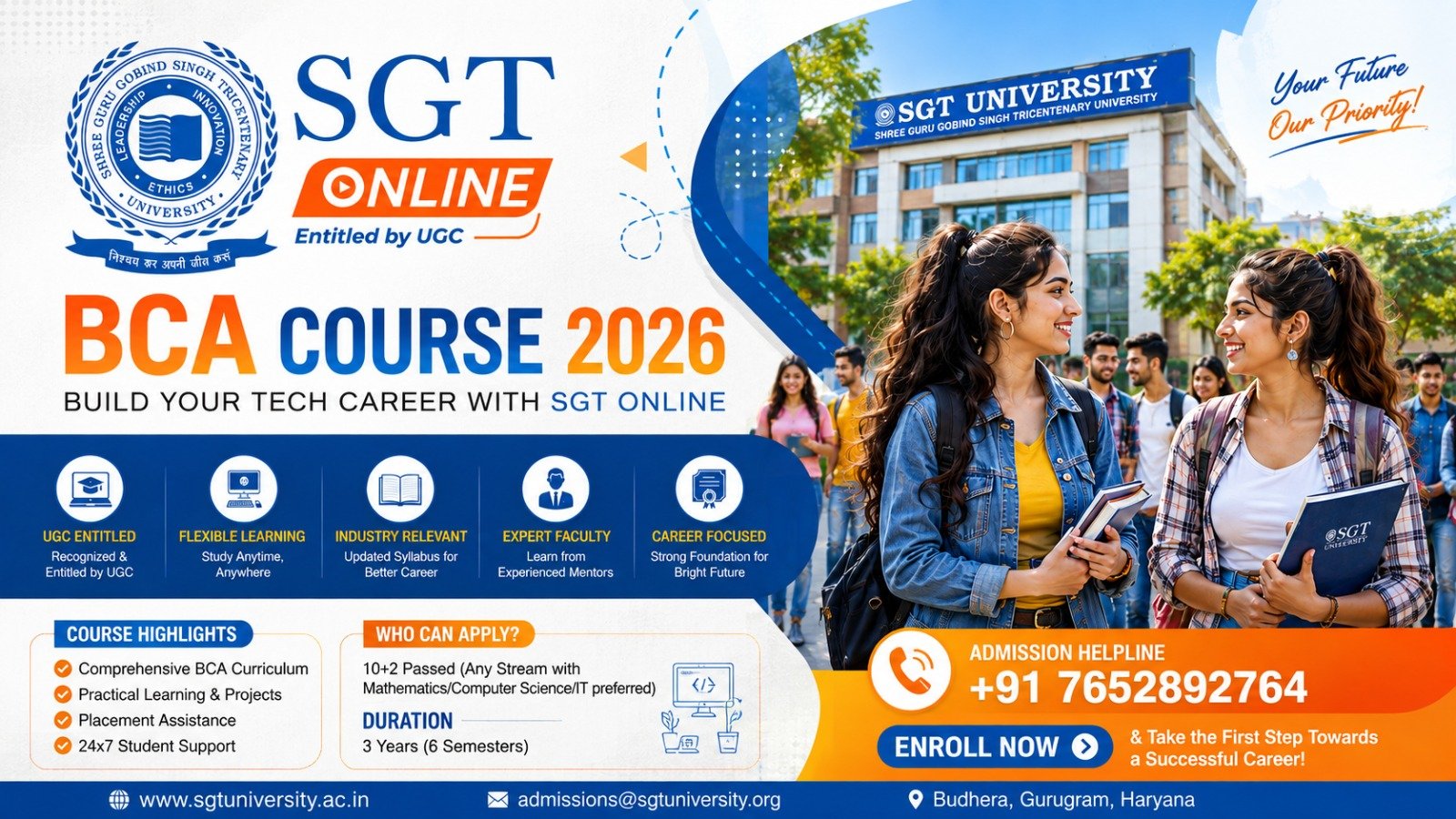 SGT Online BCA Course 2026: Fees, Eligibility, Syllabus & Helpline Number