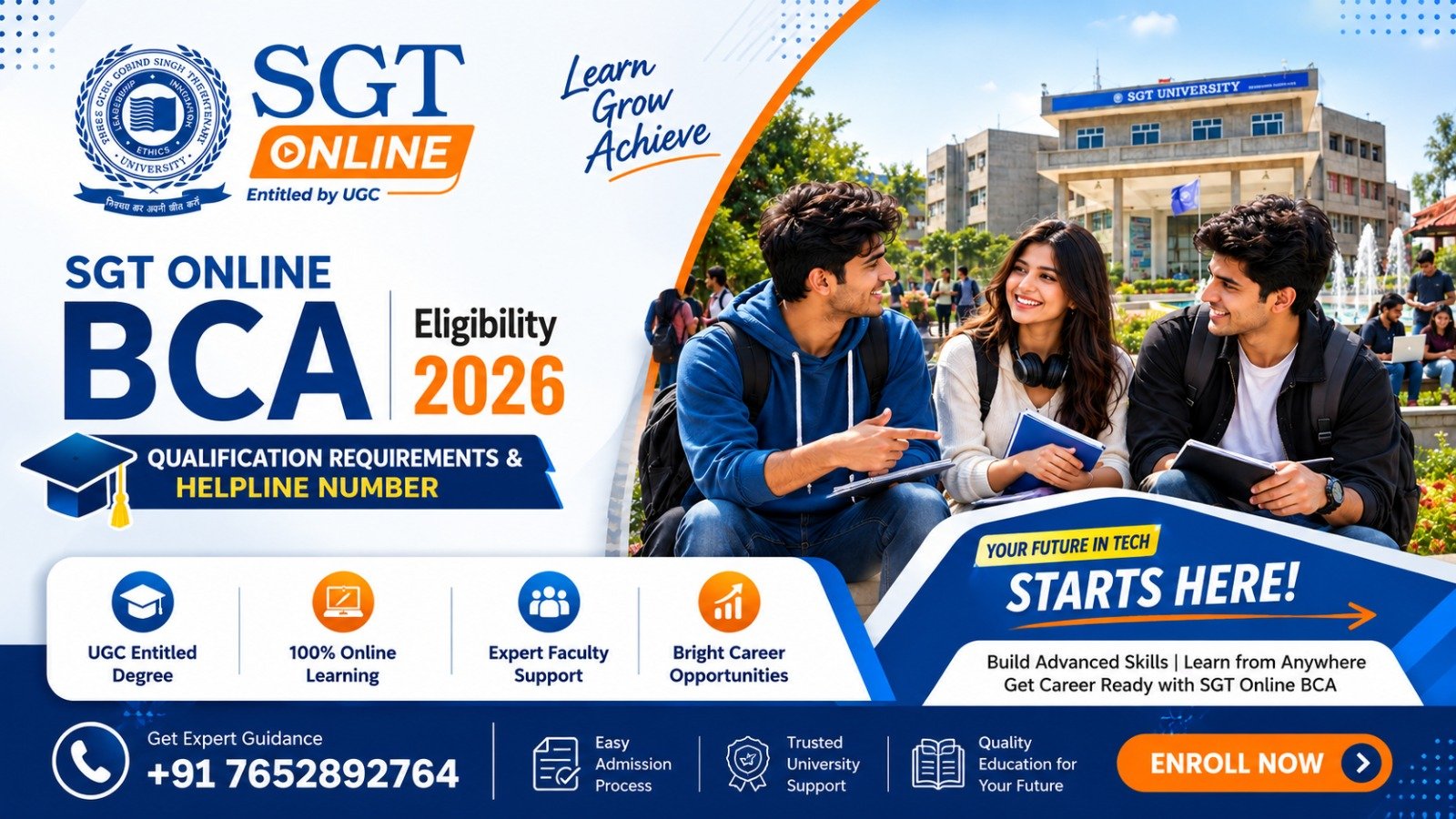 SGT Online BCA Eligibility 2026: Qualification Requirements & Helpline Number