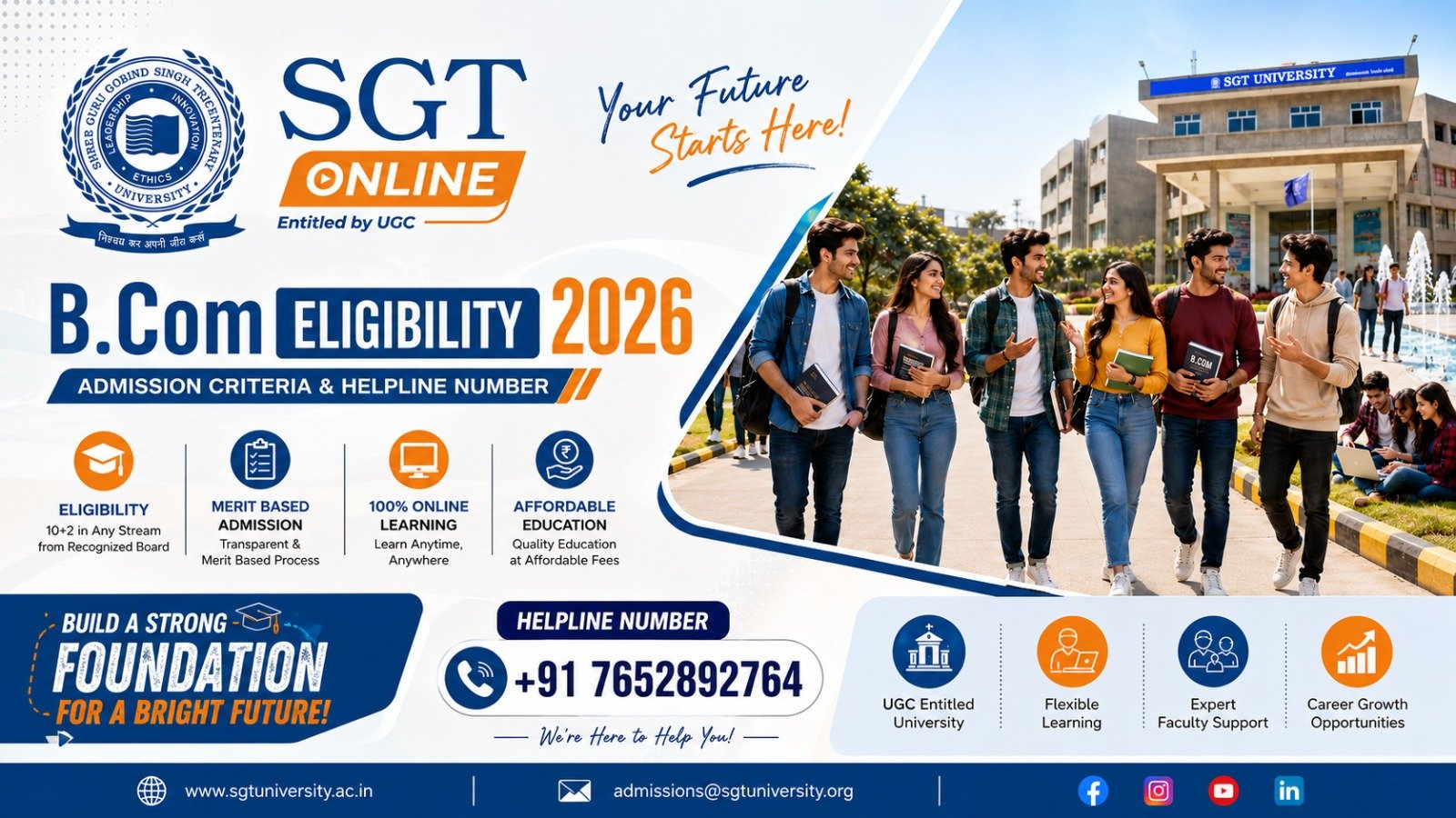 SGT Online B.Com Eligibility 2026: Admission Criteria & Helpline Number 1 SGT Online B.Com Eligibility 2026: Admission Criteria & Helpline Number