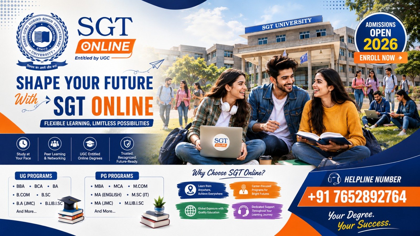 SGT Online Degree Courses 2026: UG & PG Programs, Fees, Admission Process & Helpline Number