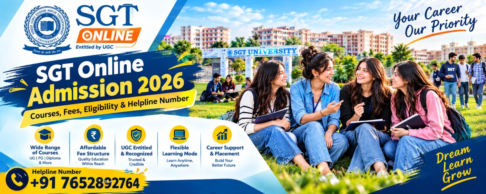 SGT Online Admission 2026: Courses, Fees, Eligibility, Admission Process & Helpline Number