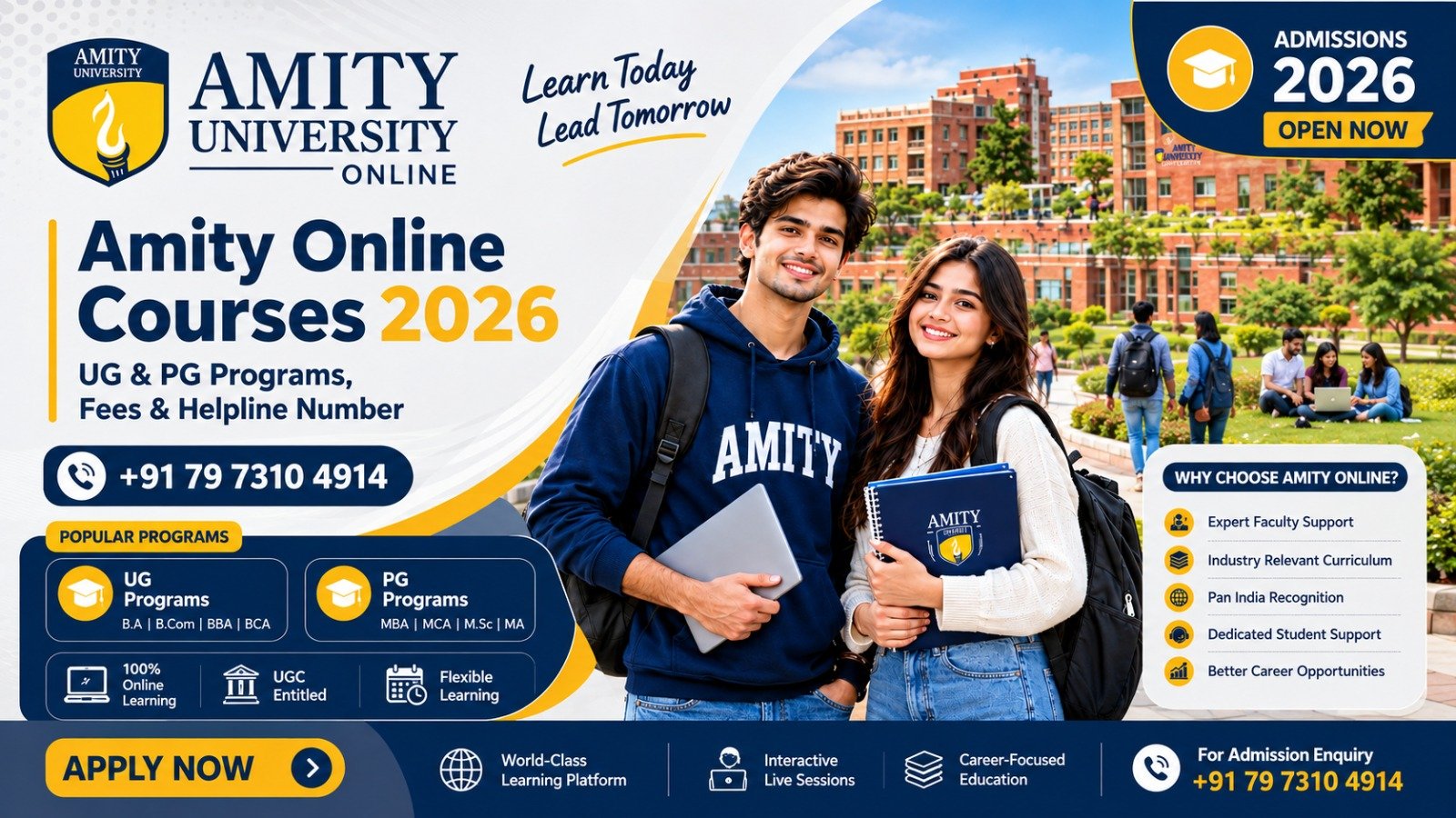Amity Online Courses 2026: UG & PG Programs, Fees & Helpline Number
