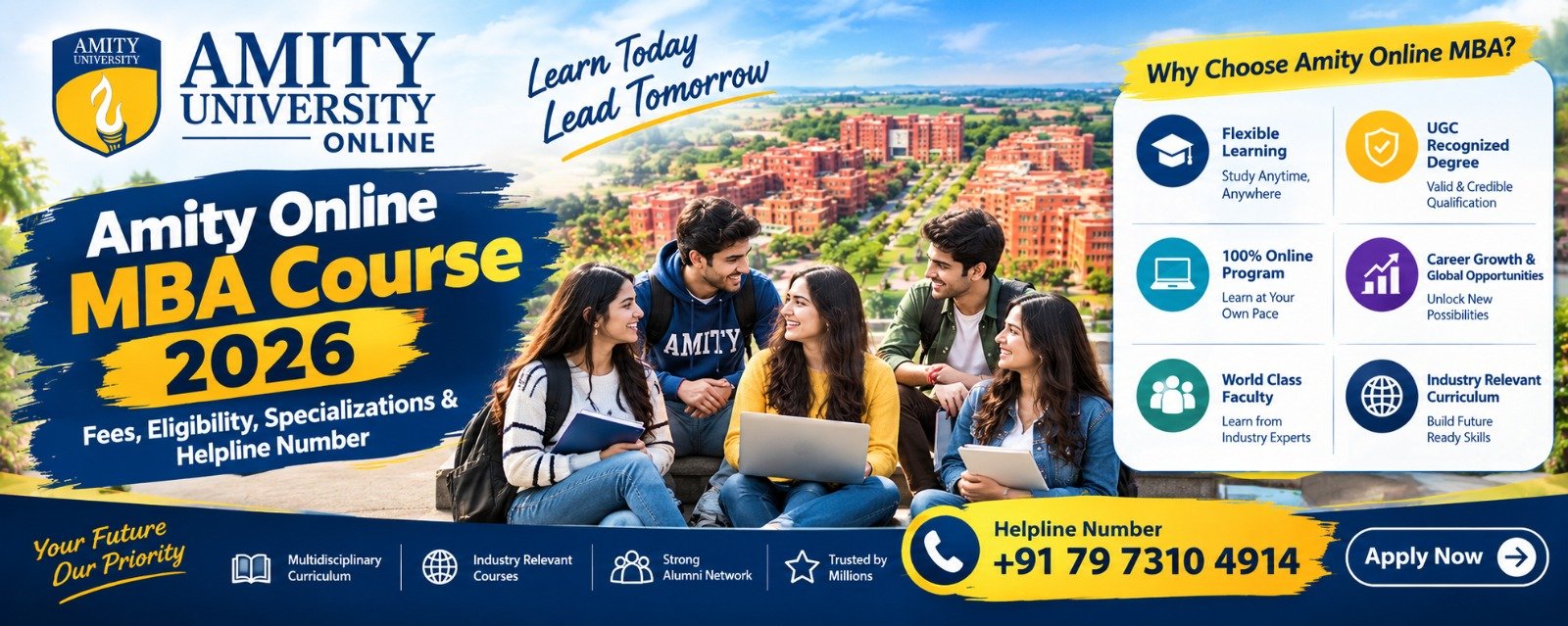 Amity Online MBA Course 2026: Fees, Eligibility, Specializations & Helpline Number