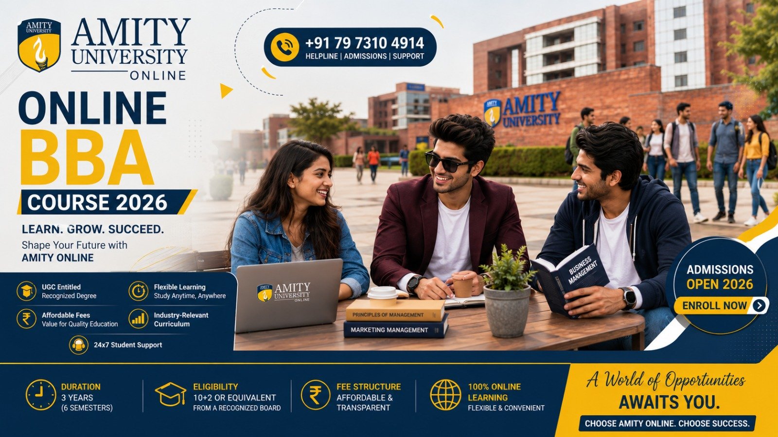 Amity Online BBA Course 2026: Fees, Eligibility, Duration & Helpline Number
