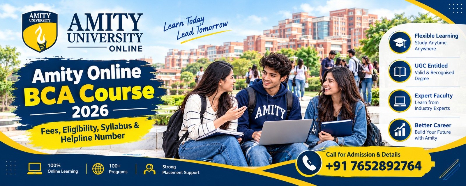 Amity Online BCA Course 2026: Fees, Eligibility, Syllabus & Helpline Number