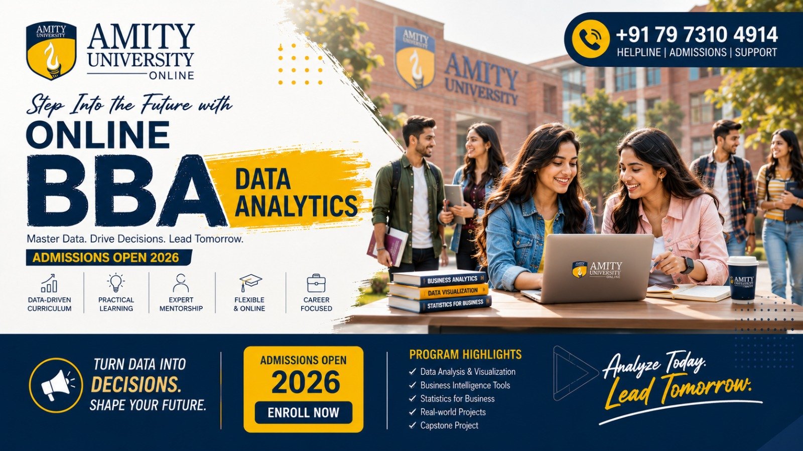 Amity Online BBA Data Analytics 2026: Fees, Eligibility & Helpline Number