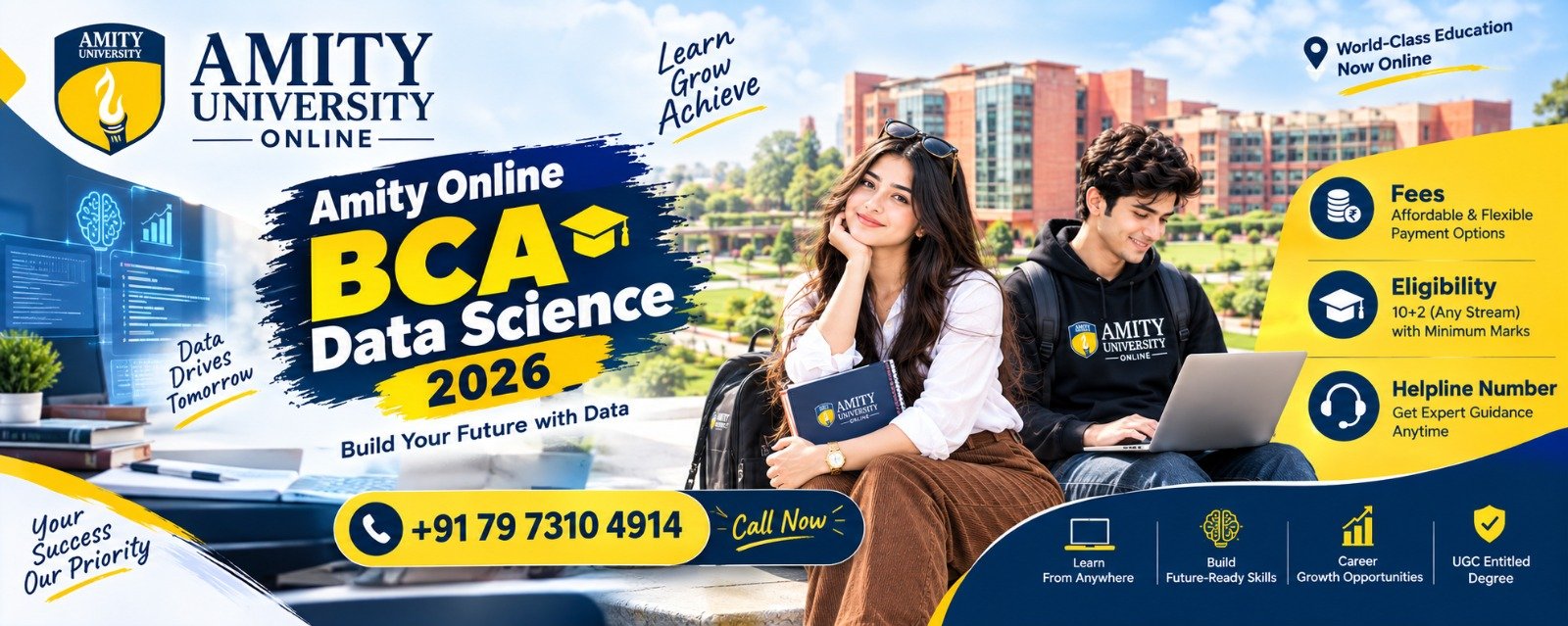 Amity Online BCA Data Science 2026: Fees, Eligibility, Syllabus, Admission Process and Career Scope 1 Amity Online BCA Data Science 2026: Fees, Eligibility, Syllabus, Admission Process and Career Scope