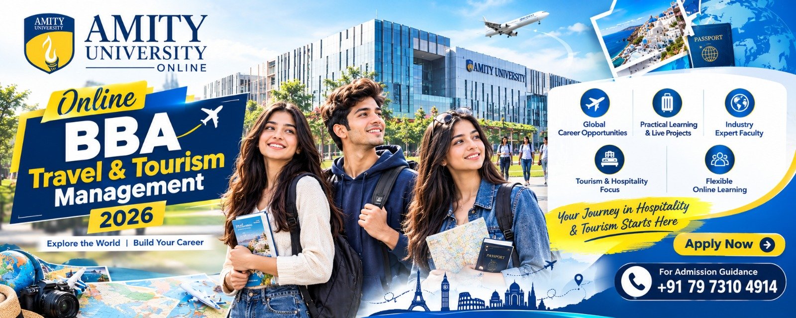 Amity Online BBA Travel & Tourism Management 2026: Fees, Eligibility & Helpline Number