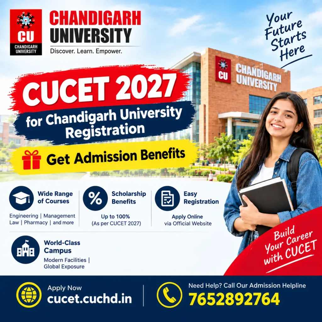 Chandigarh University CUCET 2027 Admission Poster