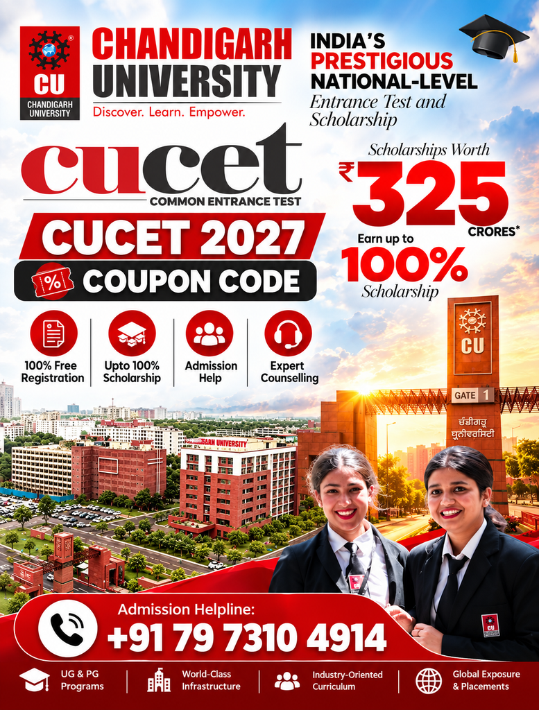 Chandigarh University CUCET 2027 Scholarship Poster