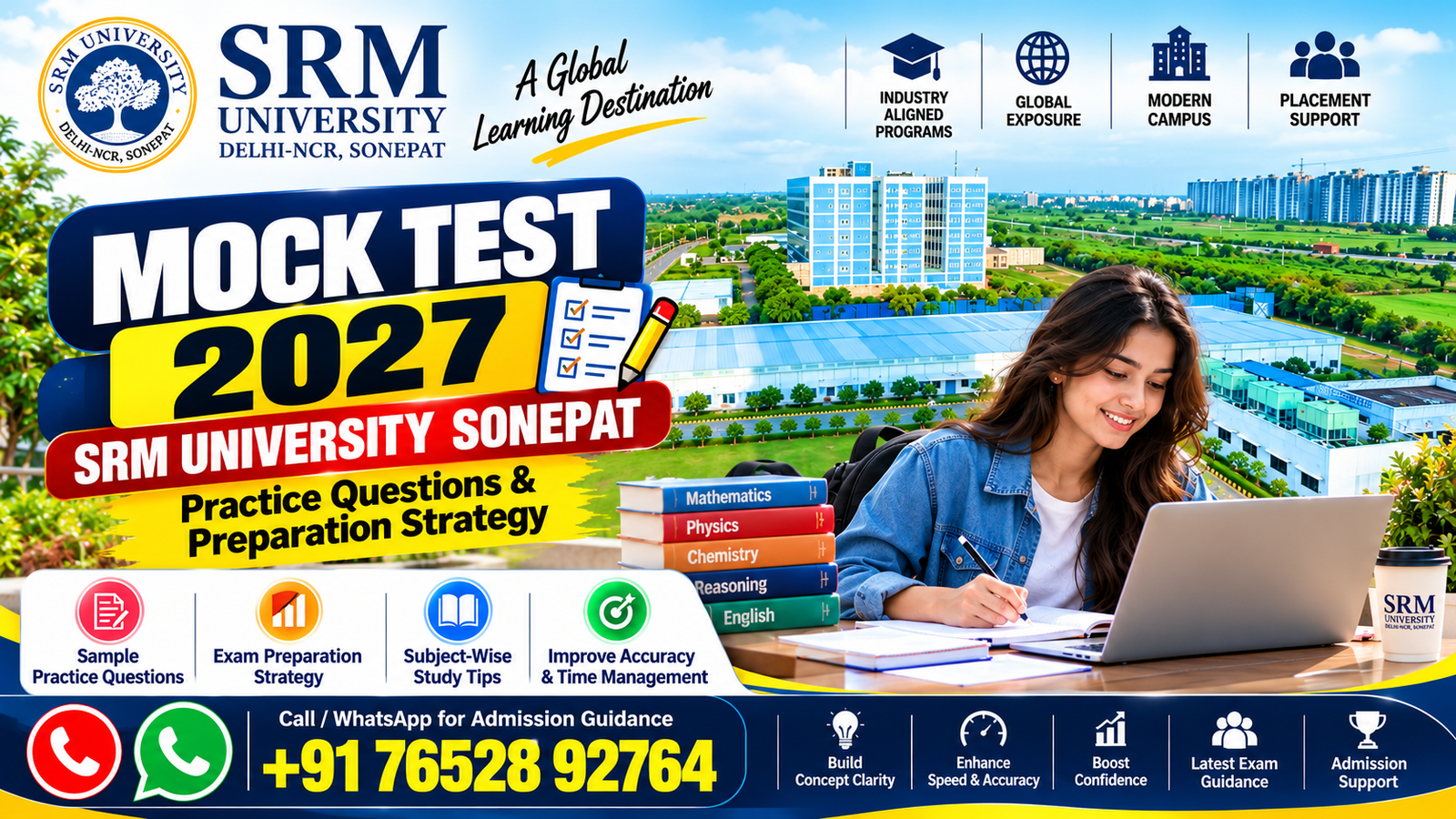 SRM University Sonepat Mock Test 2027: Practice Questions & Preparation Strategy | Admission Helpline 1 Mock test