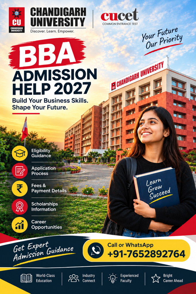 Chandigarh University BBA Admission Help 2027: Eligibility, Application Process, Fees & Career Opportunities 2 University Admission Guidance Poster
