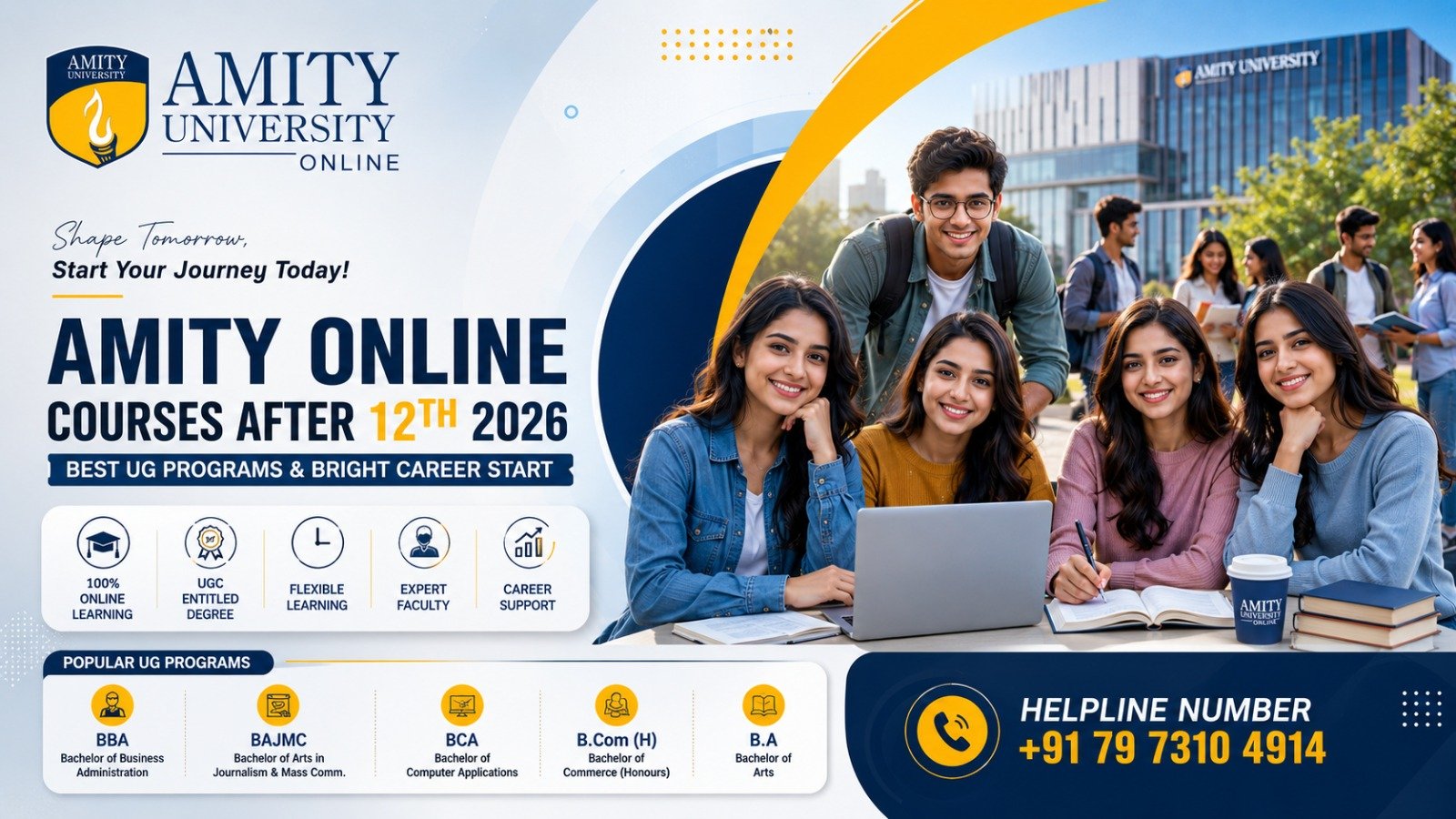 Amity Online Courses After 12th 2026: Best UG Programs & Helpline Number