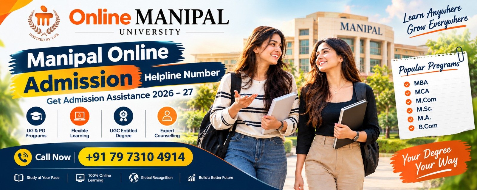 Manipal Online Admission Helpline Number | Get Admission Assistance 2026–27