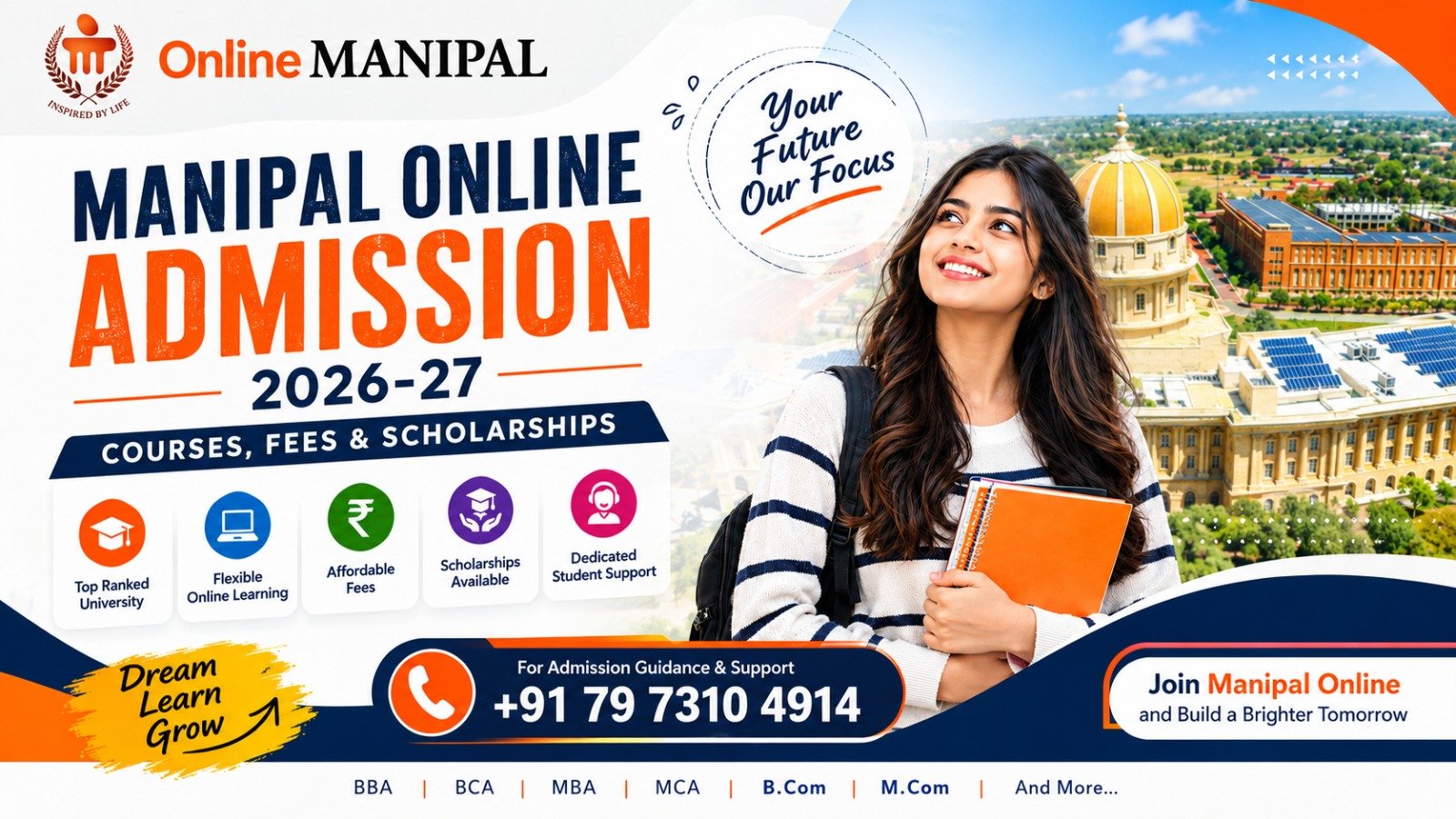 Manipal Online Admission Helpline Number 2026–27 | Courses, Fees & Scholarships