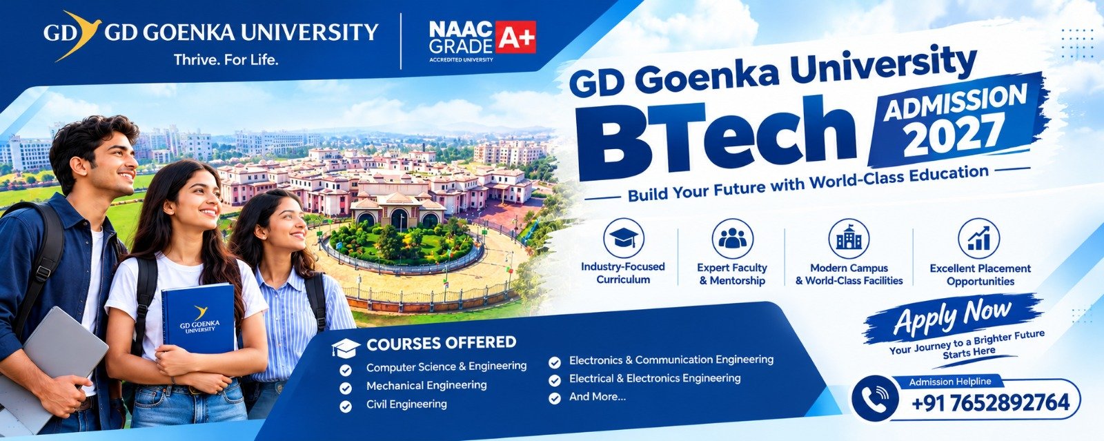 GD Goenka University BTech Admission 2027: Courses, Fees & Admission Helpline Number 1 GD Goenka University BTech Admission 2027: Courses, Fees & Admission Helpline Number